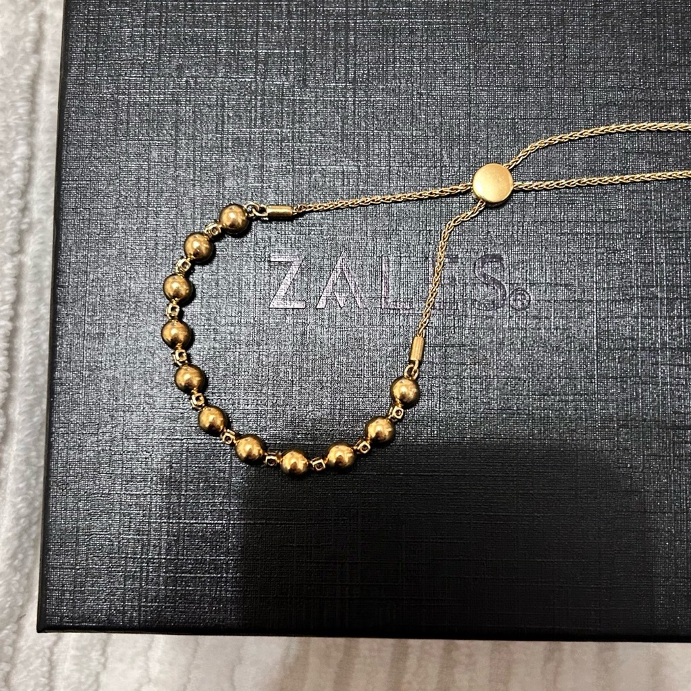 Zales Gold Beaded Adjustable Bracelet